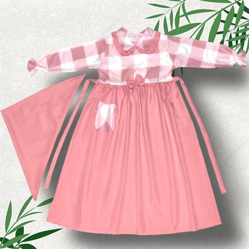 Gamis Anak perempuan terbaru  / gamis serut anak terbaru plus hijab