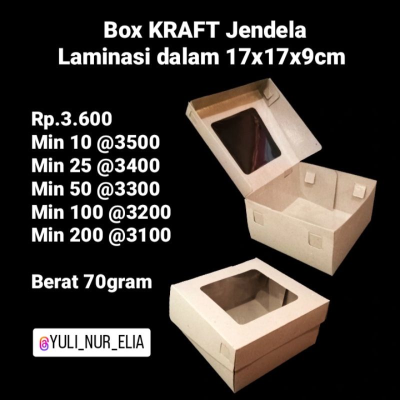 

Box KRAFT Jendela Laminasi Dalam 17x17x9cm