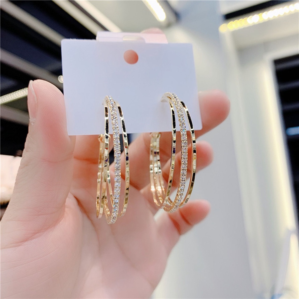 Hu Hu Hu Hu Hu Alat Bantu Pasang Kacamata♡ 1 Pasang Anting Juntai Bentuk Bulat Aksen Berlian Imitasi Portable Anti deformed Untuk Wanita