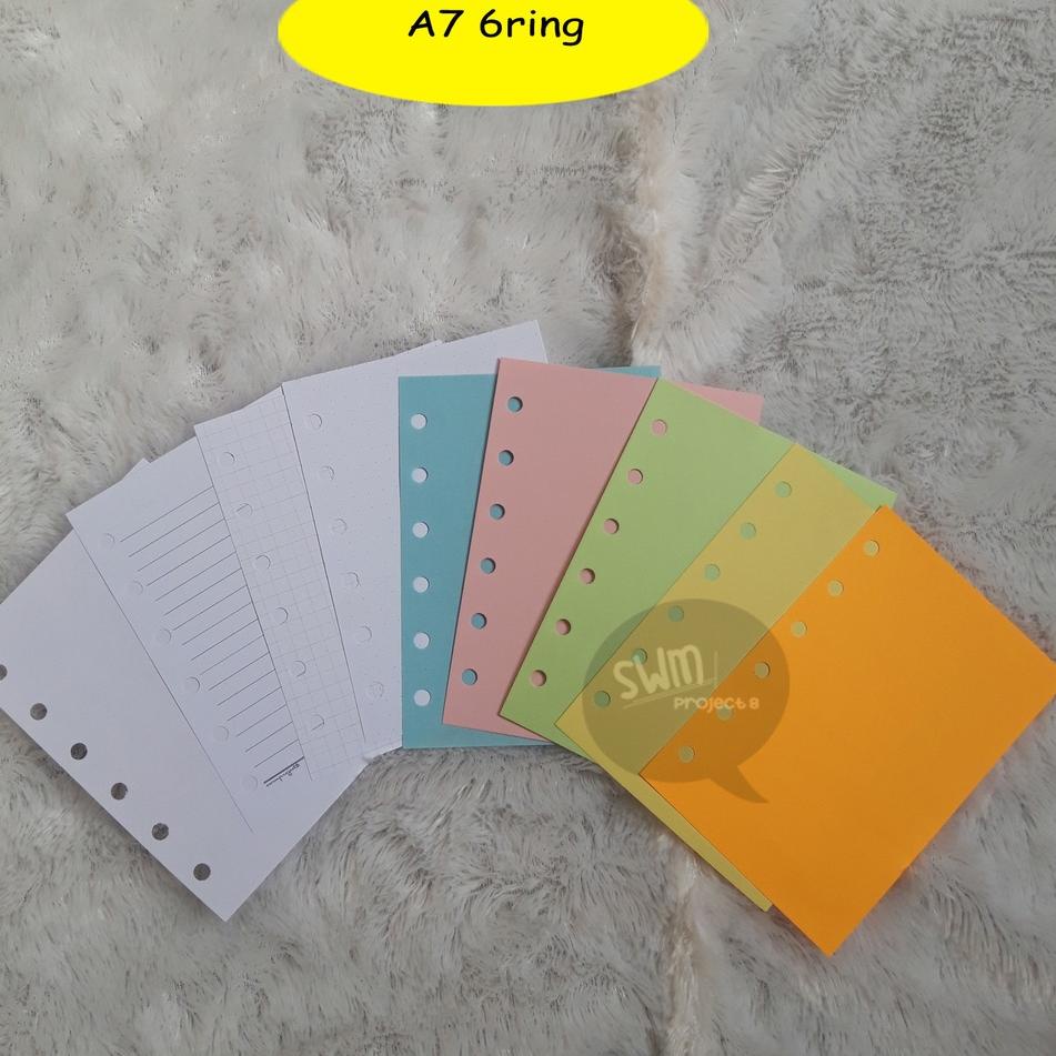 

HDBL A7 6ring - isi binder refill loose leaf kertas file filler color warna polos bergaris kotak titik 768PVKG