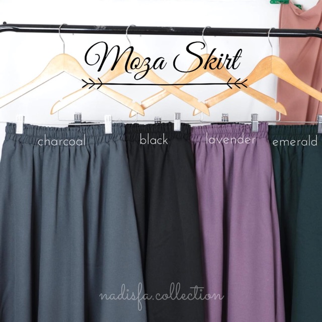 MOZA SKIRT ROK POLOS MEGAR MOSSCREPE SAKU BISA BIGSIZE