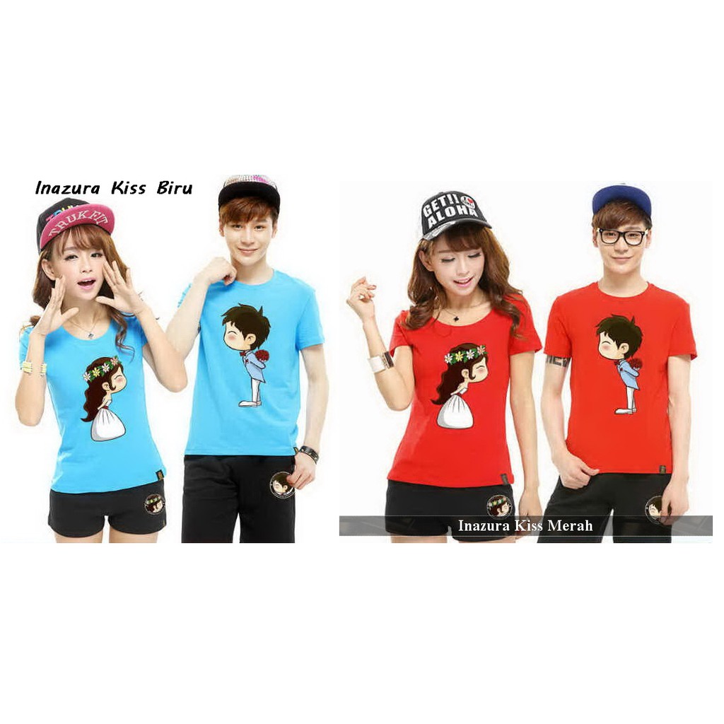 Baju Couple Motif Kartun Lucu Biru Merah Kekinian Baju Pacaran