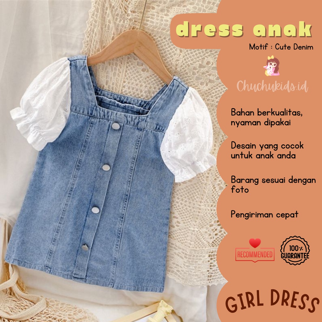 DRESS Anak Perempuan DRESS CUTE DENIM Dres bayi motif korea Baju Dress Casual santai Anak Cewek Import