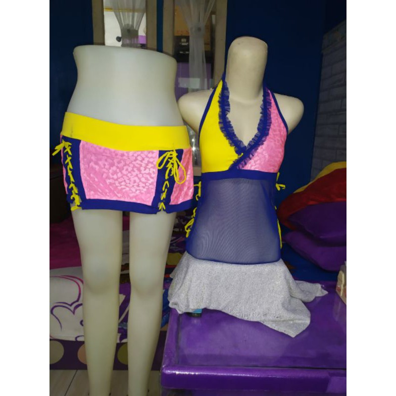 setelan jaring katun baju olahraga senam sexy