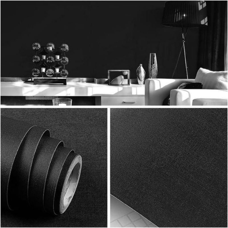 1 kg 1Roll Wallpaper dinding motif polos Hitam