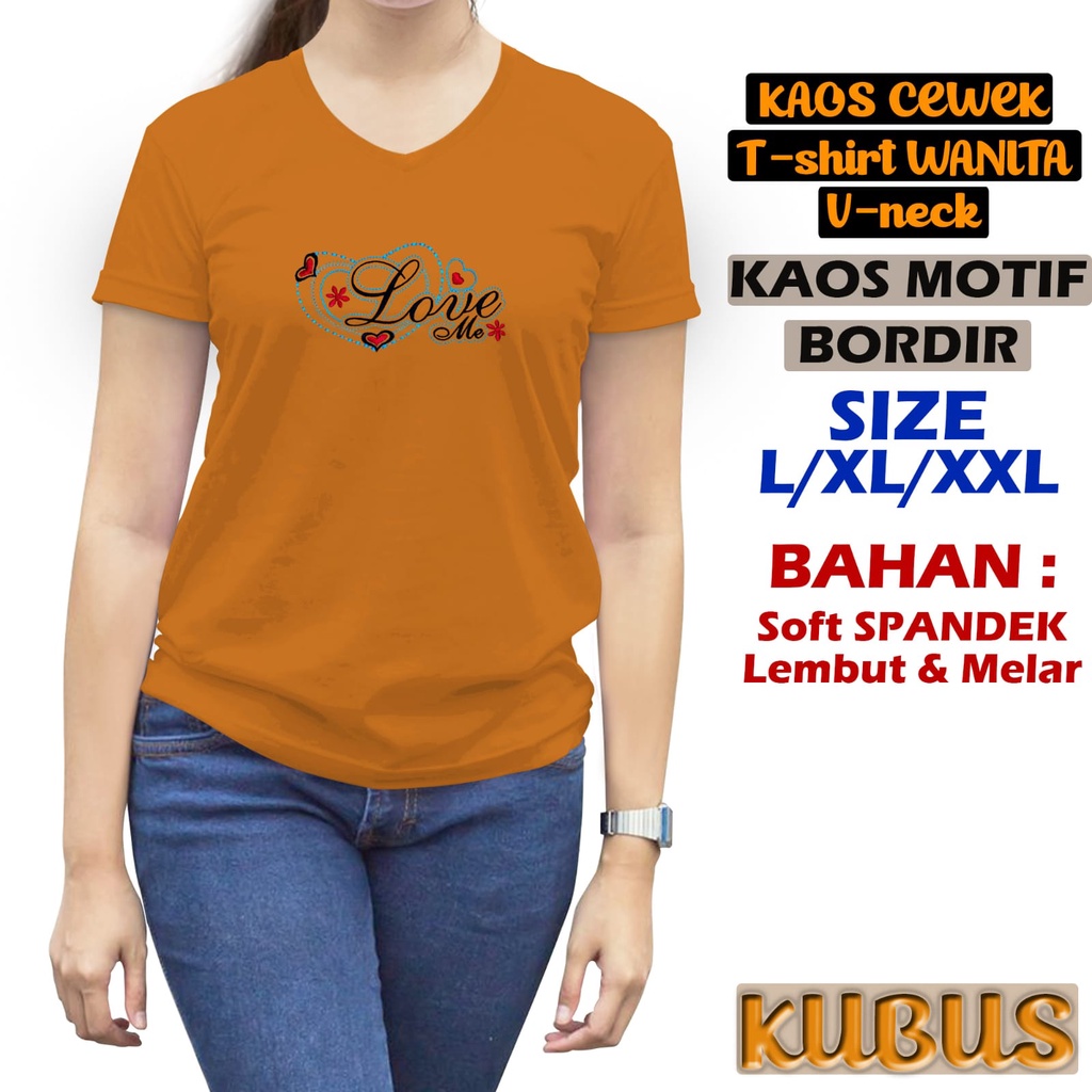 KAOS ATASAN WANITA V NECK BORDIR GROSIR MURAH ATASAN WANITA TSHIRT WANITA