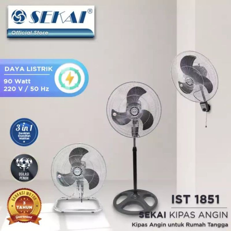 Kipas Angin 18in Besi 3in1 SEKAI IST1851