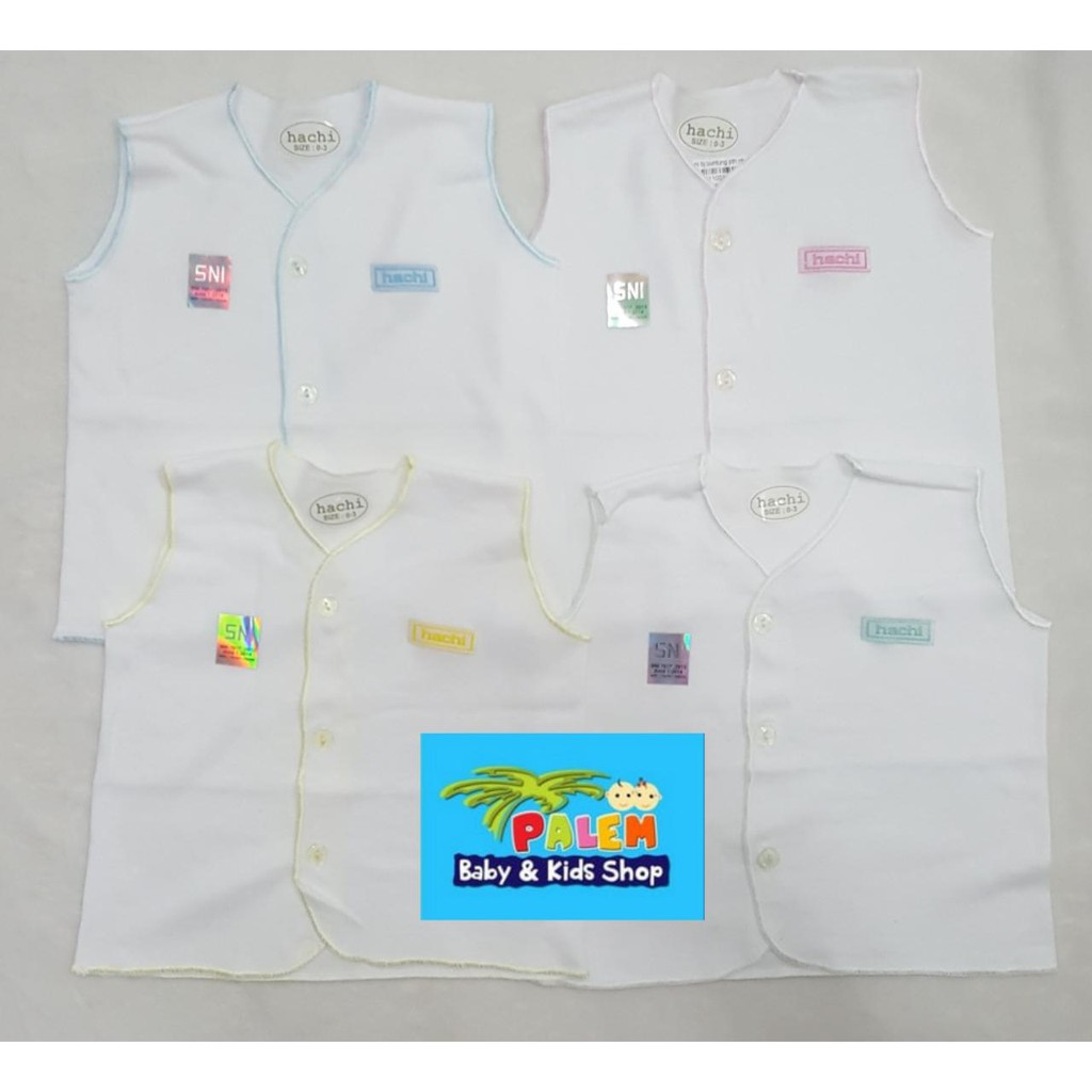 Hachi Baju Buntung Putih isi 4pcs size NB,14,18