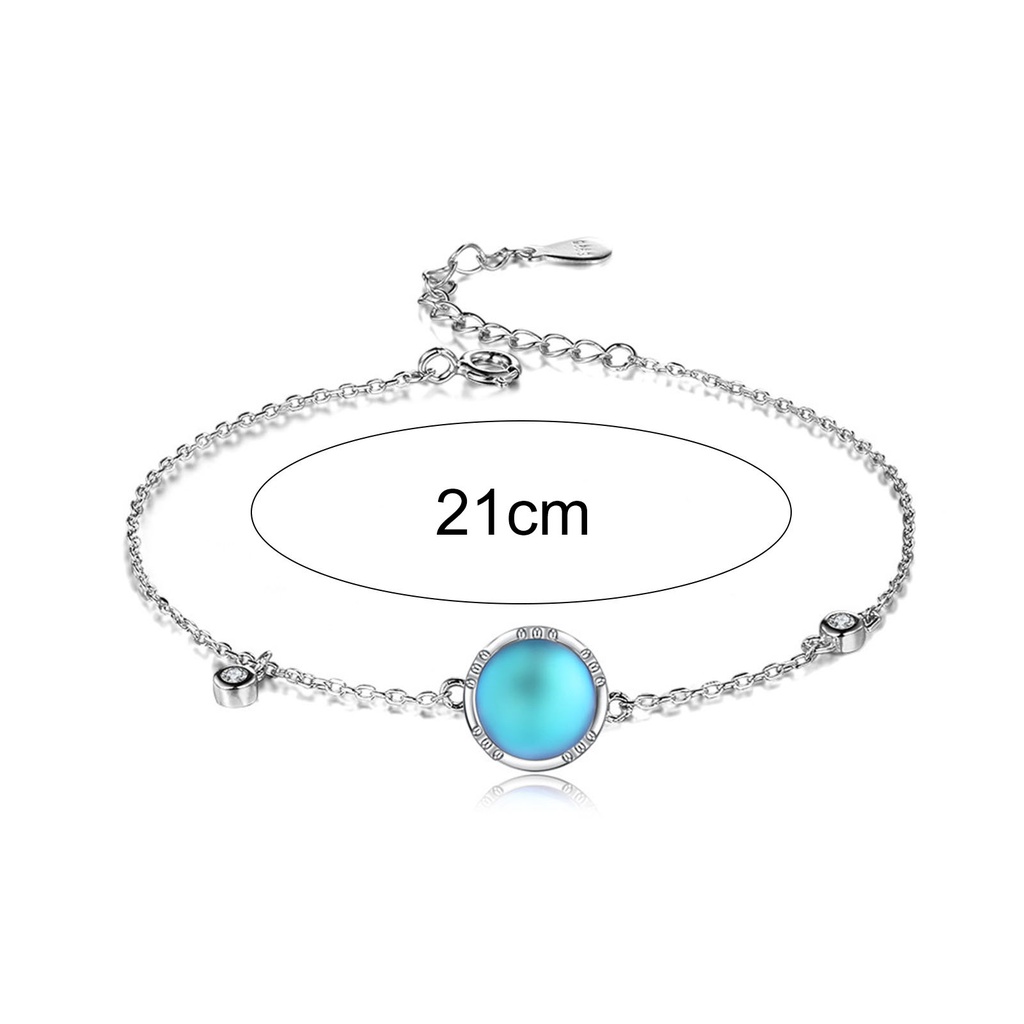 Hu Hu Hu Hu Hu Alat Bantu Pasang Kacamata♡ Silverhoo Gelang Tangan Rantai Adjustable Hias Batu Zircon Kubik Biru + Kait Lobster Untuk Wanita