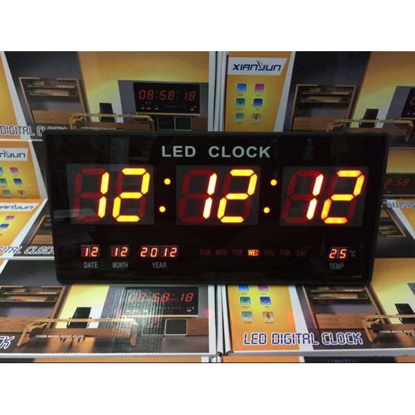 Jam Dinding Digital LED Meja LED Clock 4622 Merah