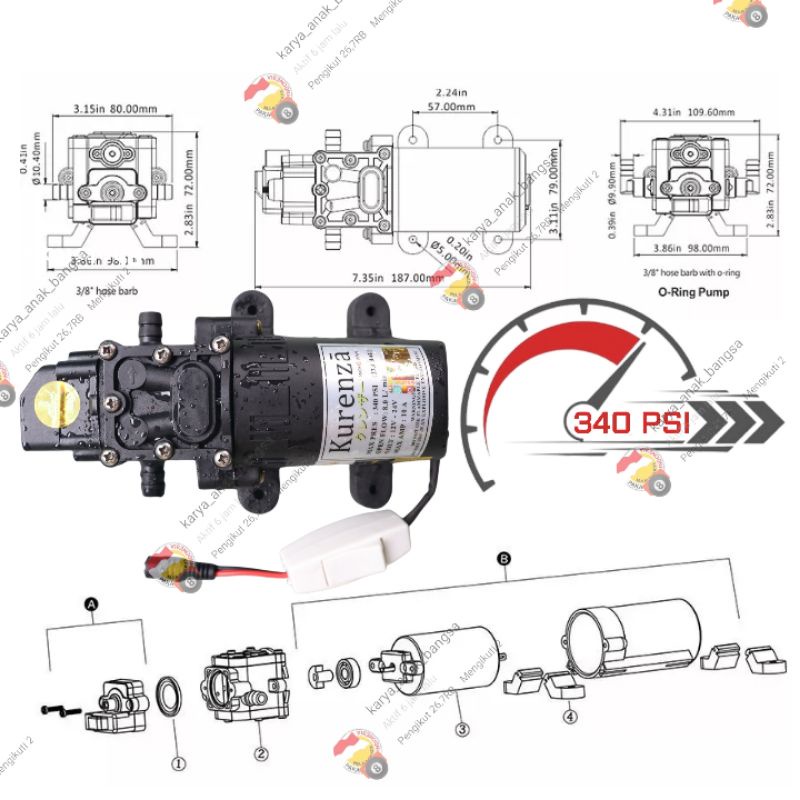 ⭕Paket Mesin 340PSI plus Adaptor 10A Max Power Kualitas terjamin terbaik dikelasnya