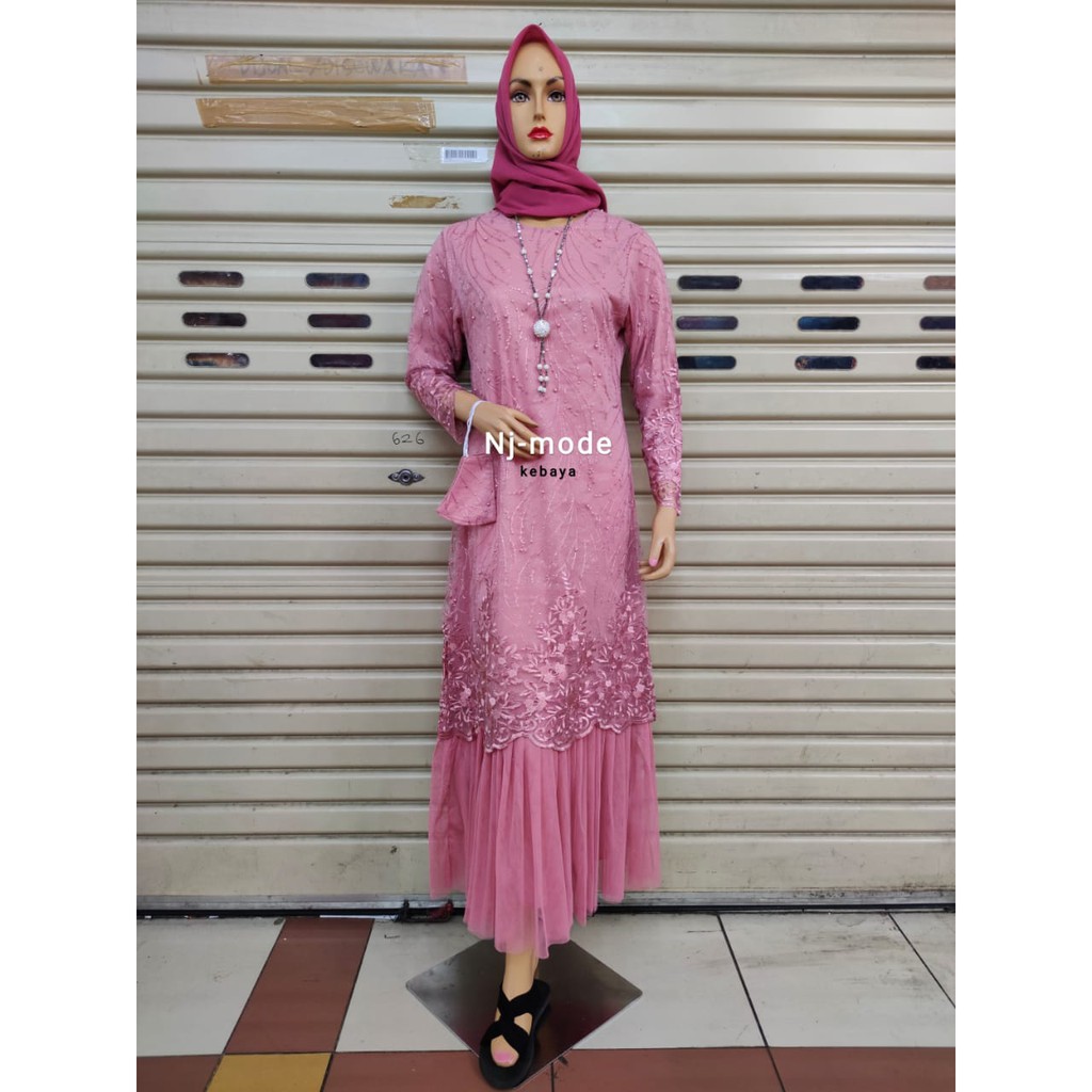 PROMO LONG TUNIK TUTU SYAKILA / LONG TUNIK TULLE MUTIARA BORDIR / GAMIS PESTA