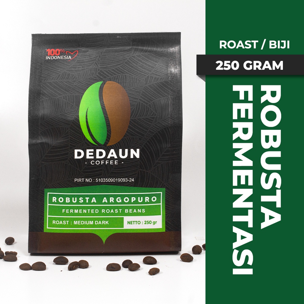 

Kopi Robusta Argopuro Fermentasi Roast / Biji 250 gram | Dedaun Coffee