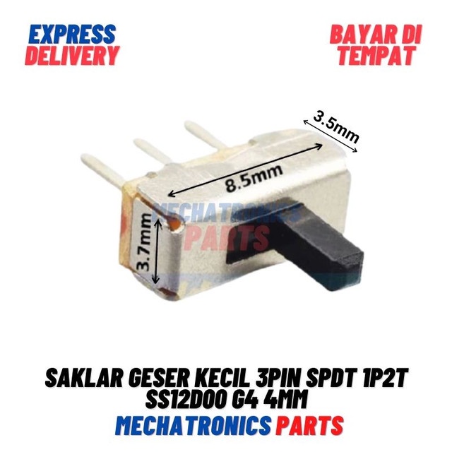 [SWI-9076] SAKLAR GESER KECIL 3PIN SPDT 1P2T SORONG TONGGLE SWITCH SS12D00 G4 4MM