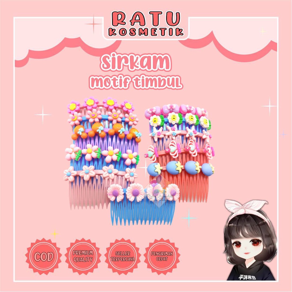 ❤ RATU ❤  Sirkam Rambut / Bando Sisir Motif Polos Mata Murah