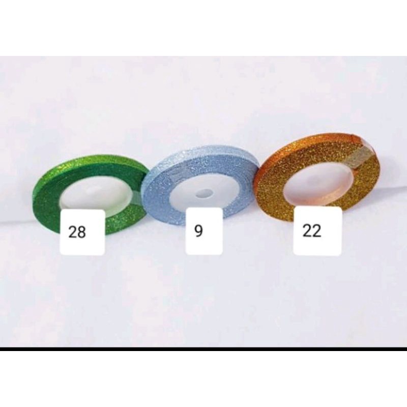 PITA GLITER METALIK LEBAR 1/4&quot; ( 6mm ) HARGA PER ROLL ISI 20 YARD