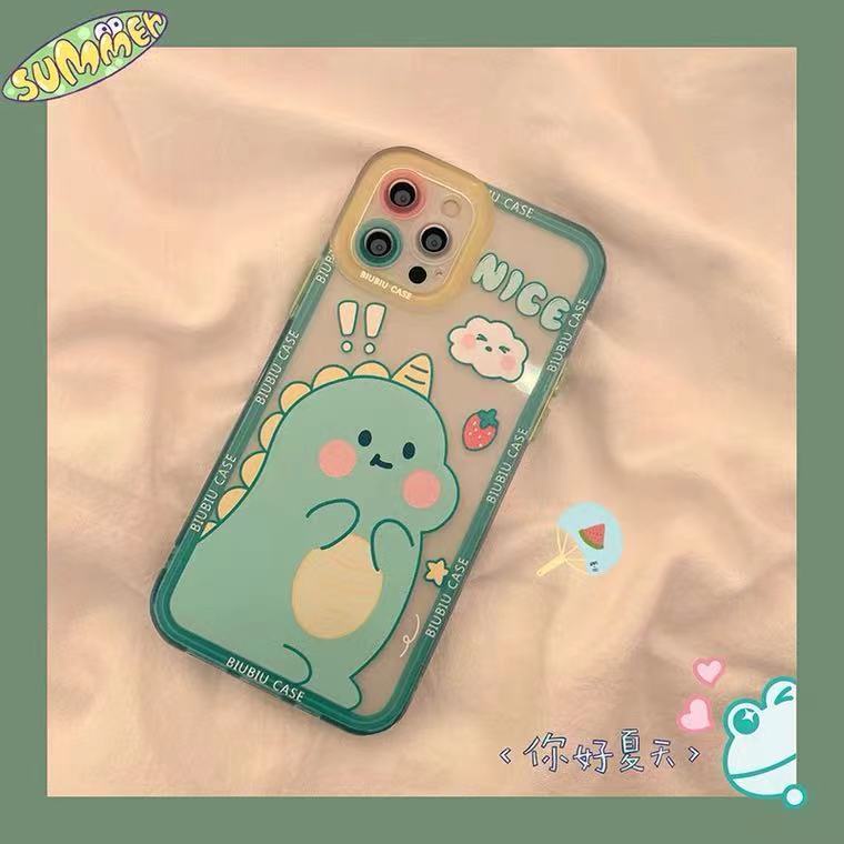 Soft Case TPU Transparan Motif Dinosaurus Untuk Iphone 13 12 11 Pro Max XR XS Max X 6 6s 7 8 Plus