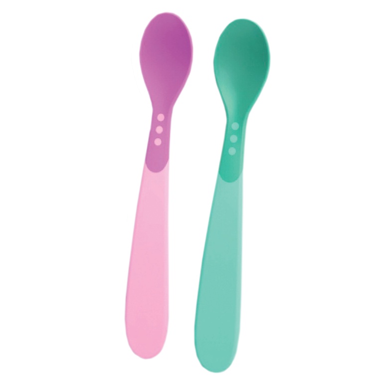 Baby Safe BS347 Heat Indicator Spoon / Sendok Makan Bayi Isi 2pcs/set (Tersedia varian warna)