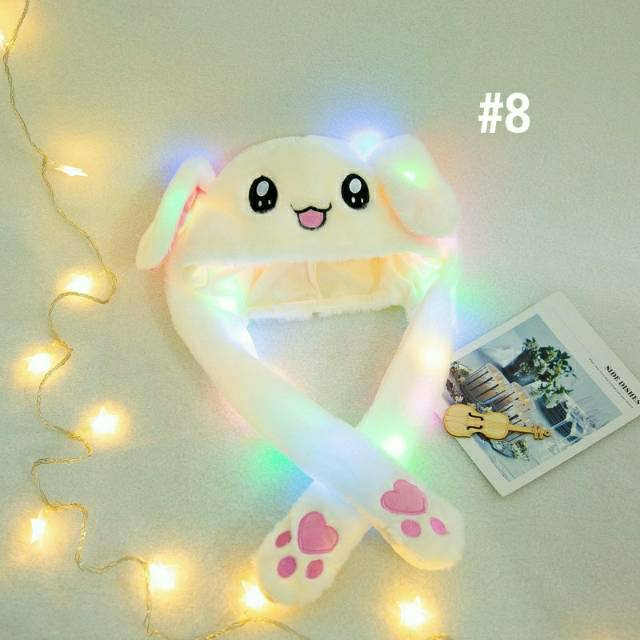 Ready Topi Bunny Hat Korean | Topi Telinga Lampu Led | Topi Telinga Naik Turun