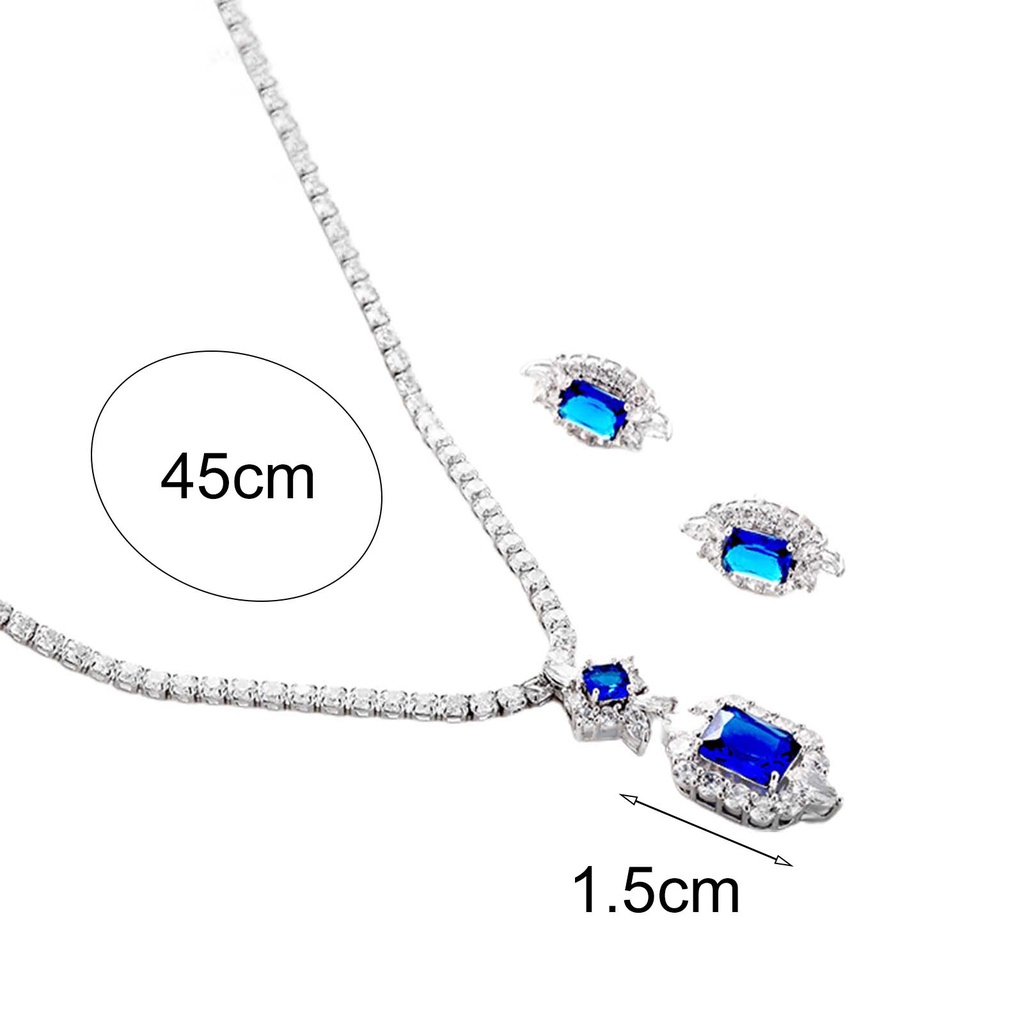 Hu Hu Hu Hu Hu Alat Bantu Pasang Kacamata♡ 1 Set Anting Tusuk + Kalung Rantai Dengan Liontin Kubik Zirkonia Inlaid Untuk Wanita