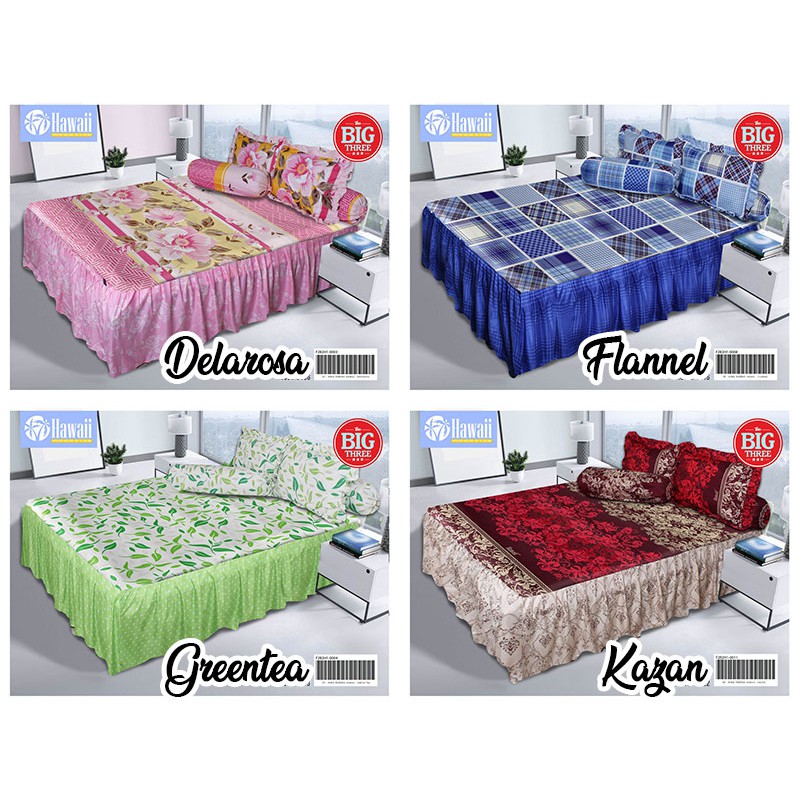 1 KG - Sprei RUMBAI 180x200 HAWAI motif VANIA BELLA CHOCO AMMI JOLA STARLET HUGO BREEZE OLIVIA DELAROSA RIO LILIE FILO HARUMI DELISA CANOLA - King 180 SP P3 Hawaii