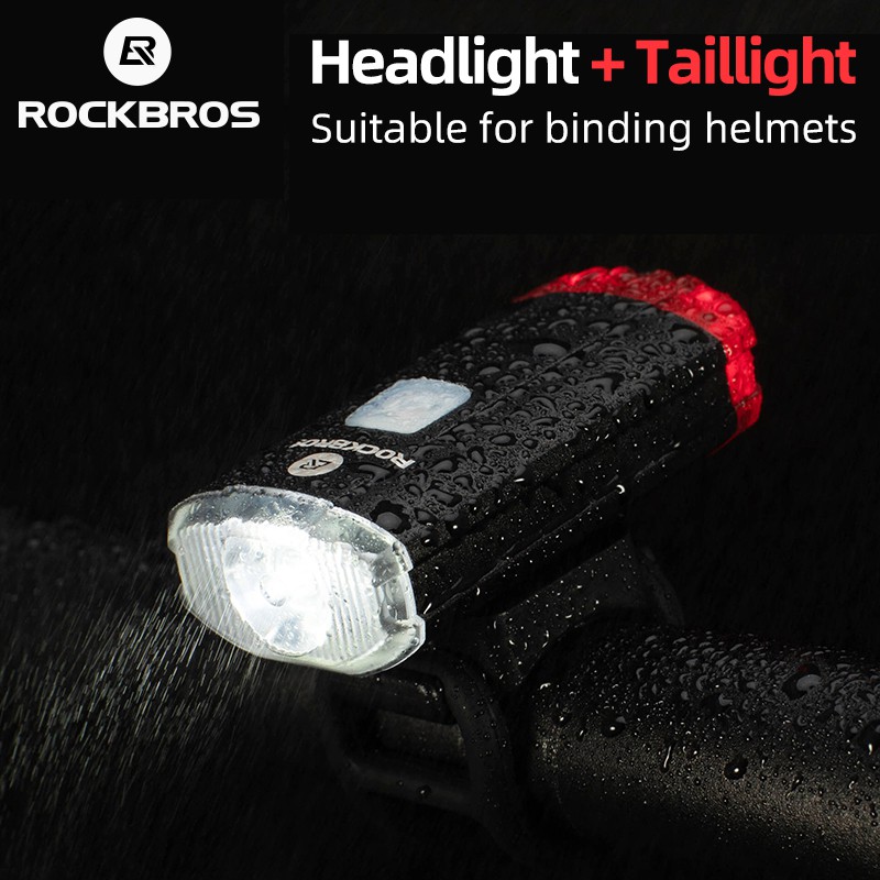 Rockbros Lampu Sepeda Depan dan Belakang USB Rechargeable 100 Lumens - YQ-TD100LM - Black
