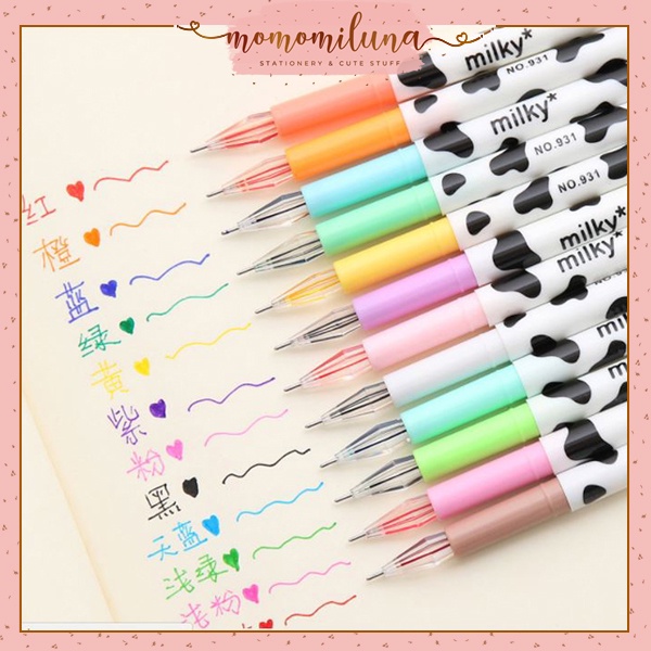 

1 set 6 pcs pulpen milky tinta gel warna warni MK159