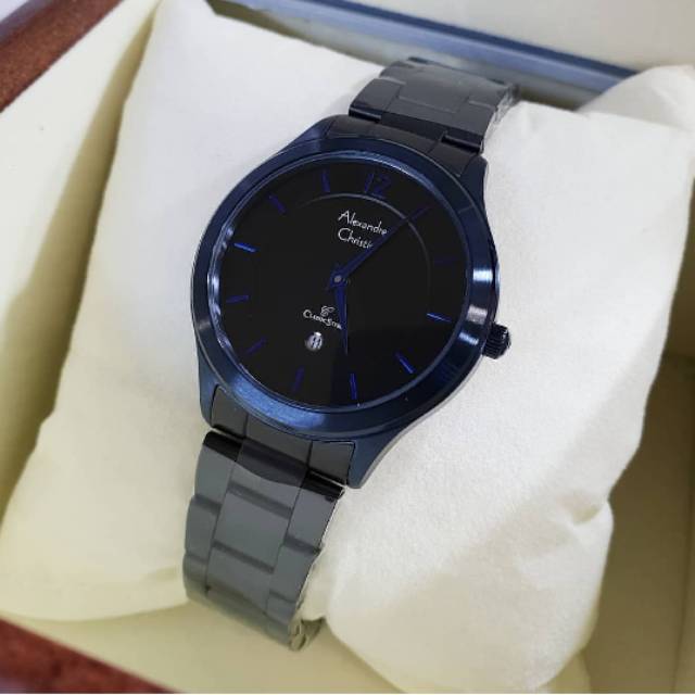 Jam Tangan Cewek Original Alexandre Christie Stainless Steel Biru