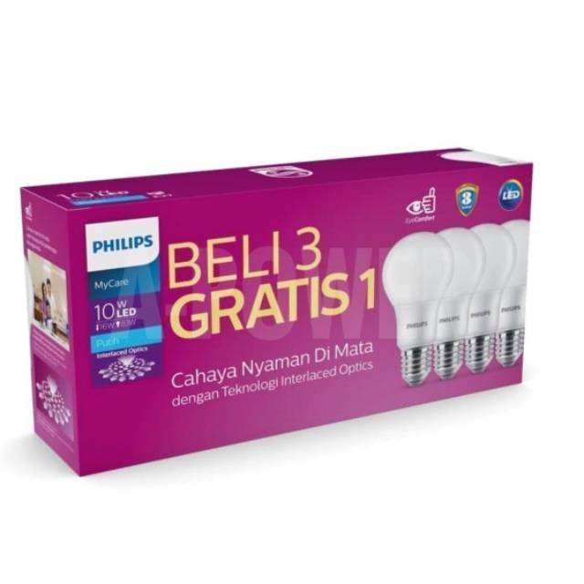 Philips - Lampu LED Bulb/Bohlam Multipack 10W (Putih)