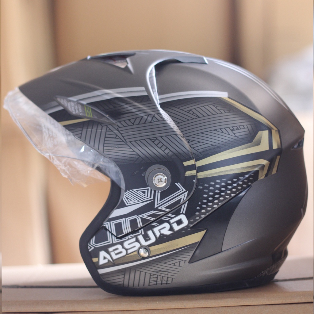 Helm Half Face MLA JP5 Motif Kaca Single Visor Clear Untuk Pria Dan Wanita Dewasa COD