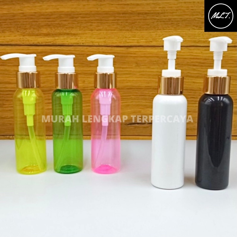 BOTOL PUMP 100ML/ BOTOL LOTION 100ML / BOTOL PLASTIK PUMP GOLD 100 ml LOTION PUMP GOLD