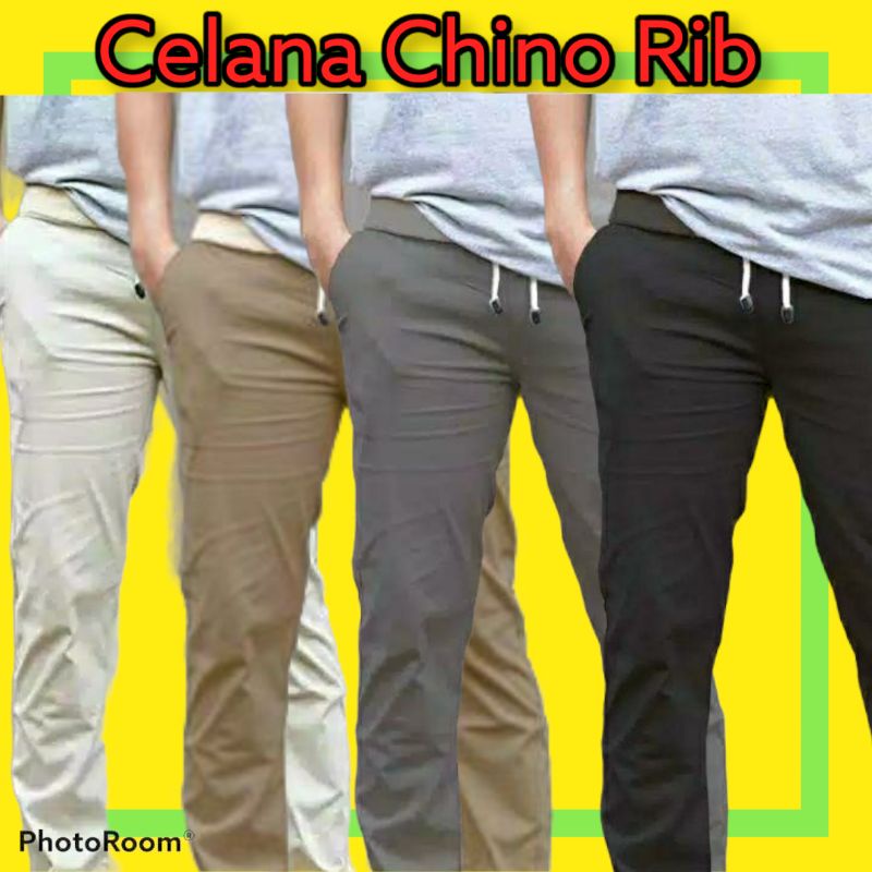 Celana chino pria kolor rib grosir chinos panjang katun semarang distro cowok murah fashion kendal k