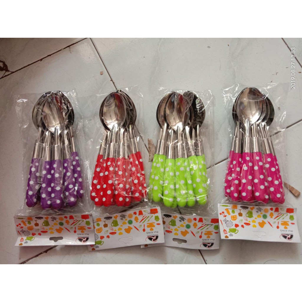SENDOK MAKAN POLKADOT 12 PCS