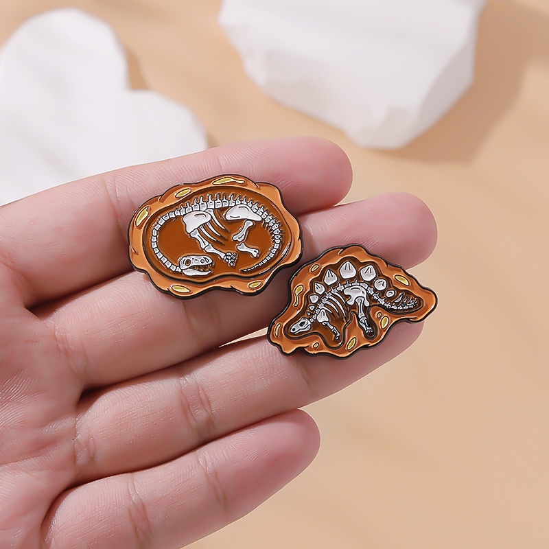 Bros Pin Enamel Desain Kartun Dinosaurus Fossil Gaya Kuno Untuk Hadiah Anak