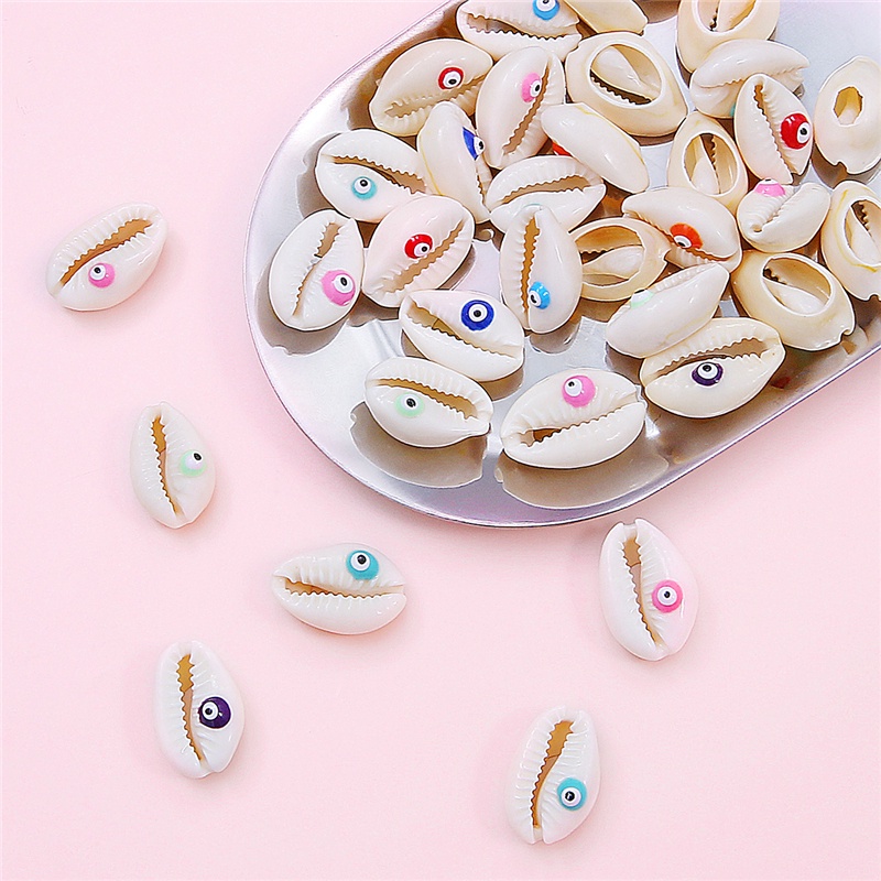 10 Buah/Banyak 16-22 Mm Mata Jahat Laut Putih Alami Shell Manik-manik untuk Membuat Perhiasan Cowrie Pesona Manik-manik DIY Kalung Gelang Perhiasan