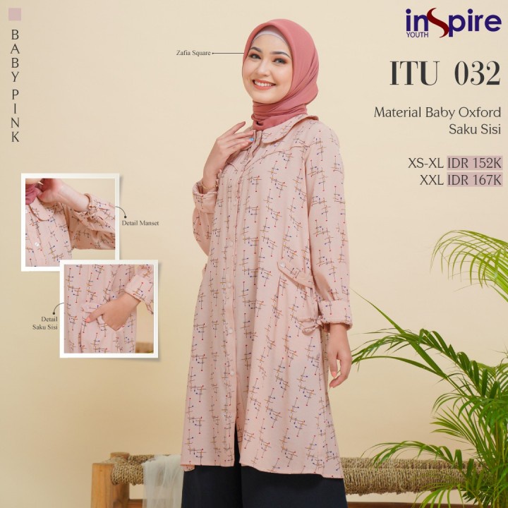 ITU 032  BABY PINK, GREY, MAROON, NAVY TUNIK INSPIRE YOUTH BY NIBRAS - Busui Friendly (abuzainab3107