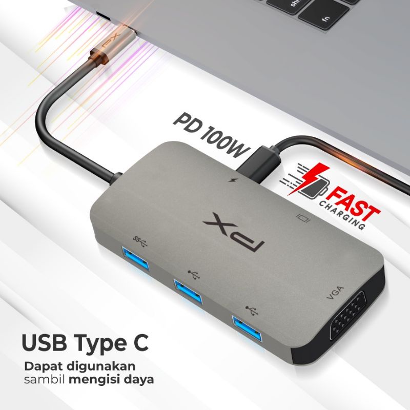 USB 3.1 Type C 6in1 HDMI 4K VGA USB 3.0 Hub Converter PX UCH60