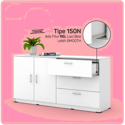 Lemari Bufet Multifungsi Alba SB kayu natural minimalis buffet  bupet kayu kabinet cabinet serbaguna