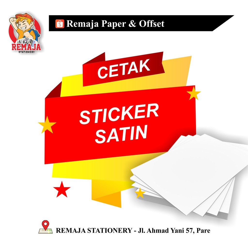 

Cetak print Sticker / stiker Satin A3+