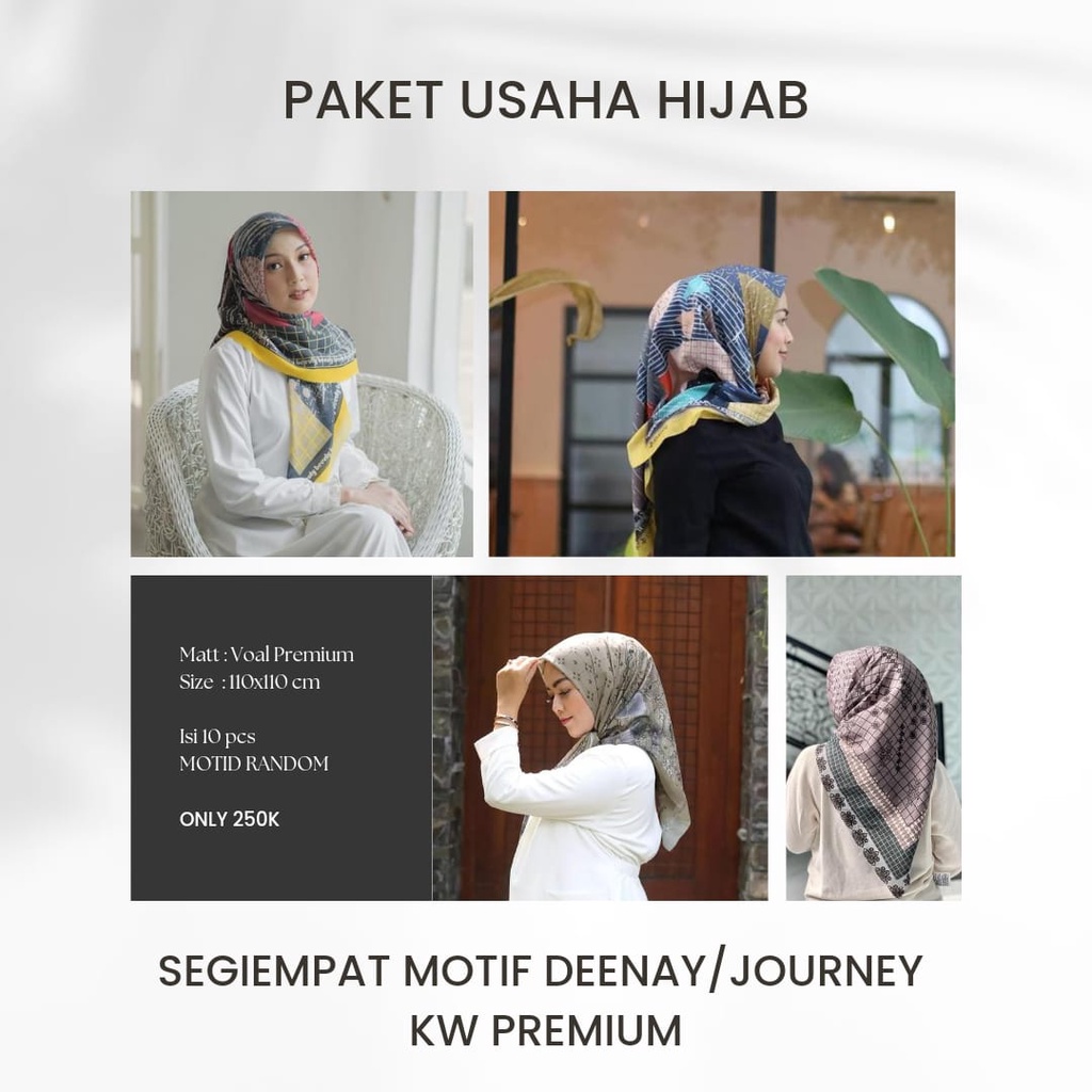 PAKET USAHA HIJAB SEGIEMPAT MOTIF DEENAY KW PREMIUM - PAKET USAHA HIJAB
