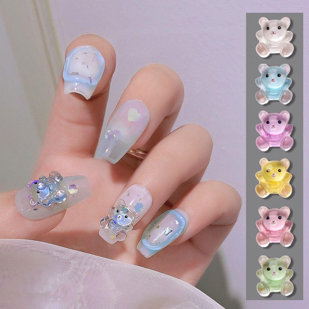 AUGUSTINA Augustina Bear Dekorasi Nail Art Resin Lucu Permen Beruang DIY Ornamen