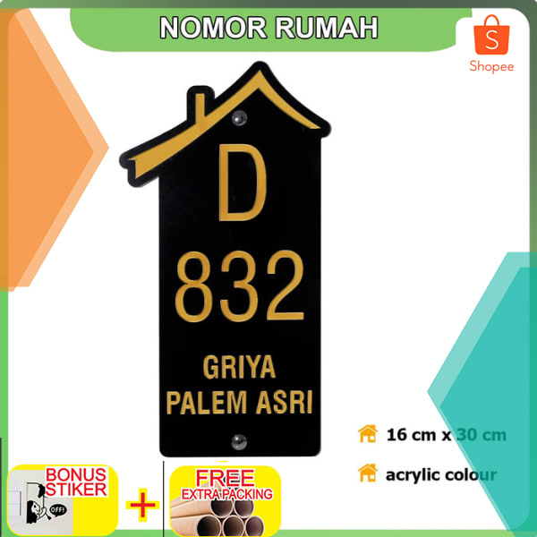 

Nomor Rumah Acrylic / Akrilik Home GOLD Series 02 Elegan