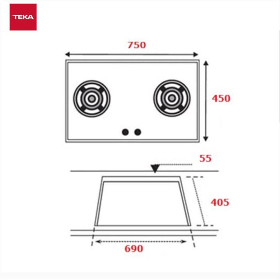 TEKA GVI LUX 75.2G - Kompor Kaca Tanam 2 Tungku - BUILT IN HOB