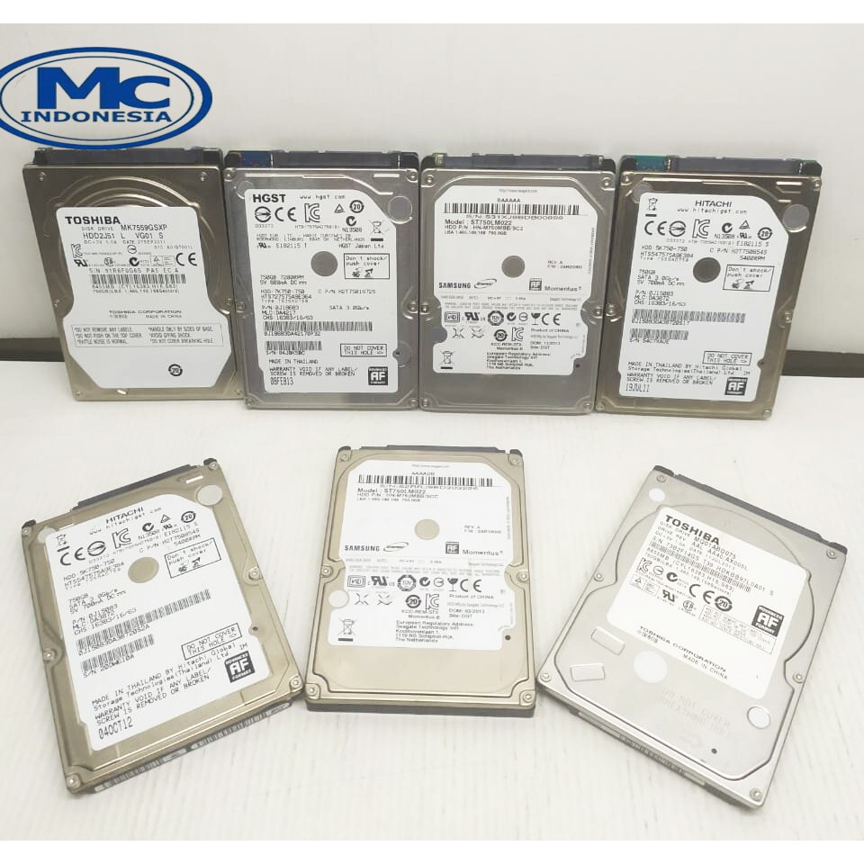 Hardisk HDD Harddisk Laptop 750GB SATA Merk Campur