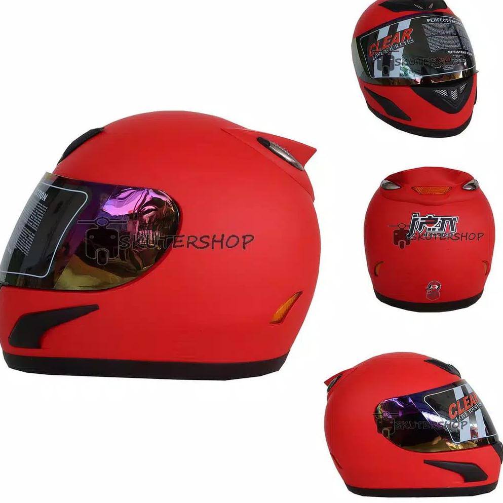 [KODE PRODUK 8NHHF9652] Helm Full Face Brand JPN Jap Style Racing Sport MotoGP Tanduk Hitam Doff Mat