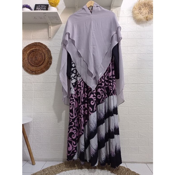 Home dress batik set bergo tali