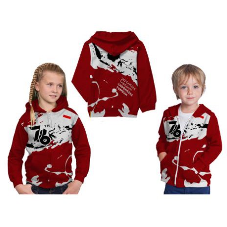 Product Custom Jaket Hoodie Fullprint Anak Murah HUT RI 76 MERDEKA 05