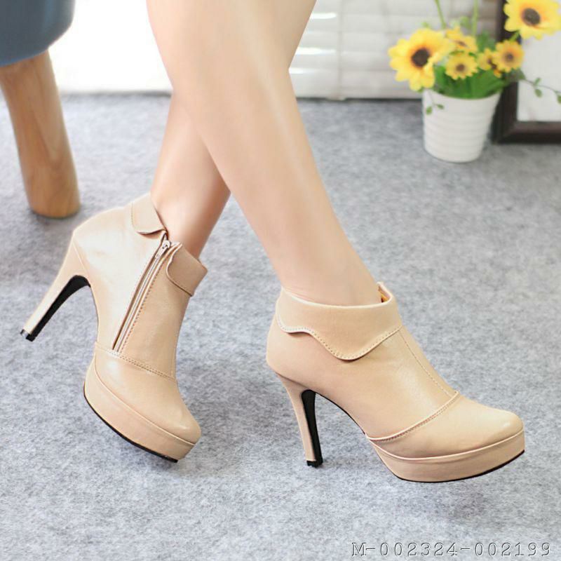 SEPATU BOOTS WANITA HEEL KULIT FASHION