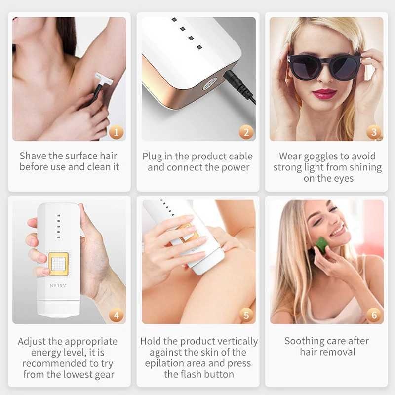 Hair Removal Portable Laser Epilator Penghilang Bulu 500000 Flashes