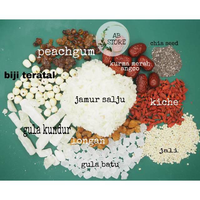 

TERLARIS!!!! Peach Gum GRADE SUPER , HALAL!!!!! Paket Langkap 10 Bahan, 3-5 mangkok